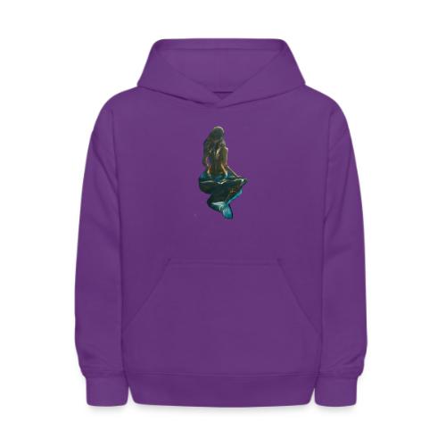 Midnight Mermaid on a rock - Kids' Hoodie