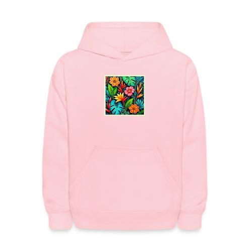 Vibrant Tropical Jungle Bloom Art - Kids' Hoodie