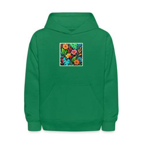 Vibrant Tropical Jungle Bloom Art - Kids' Hoodie