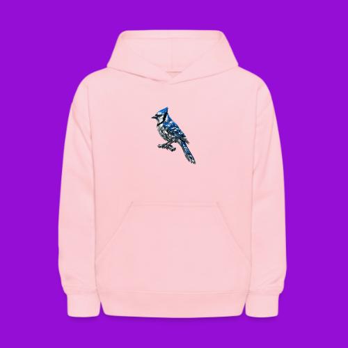 Silver Blue Jay on Perch + Flight Stages 2-print - Kids' Hoodie