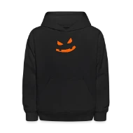 Big Scary Orange in Black Fierce Pumpkin Face Hall - Kids' Hoodie