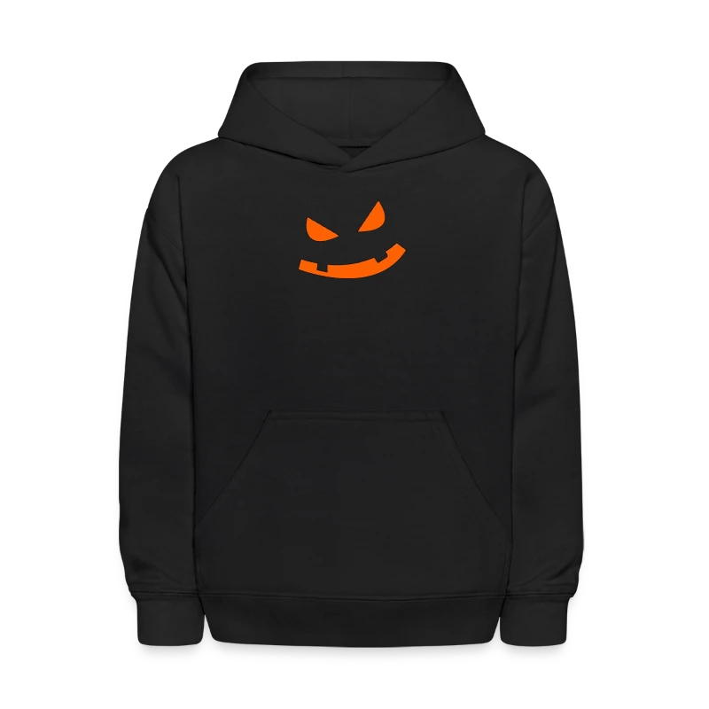 Big Scary Orange in Black Fierce Pumpkin Face Hall - Kids' Hoodie