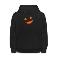 Big Scary Orange in Black Smiling Pumpkin Face Hal - Kids' Hoodie