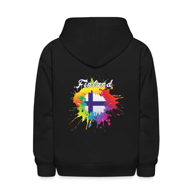 Finland Flag Gay Pride Colorful Splash Finnish - Kids' Hoodie