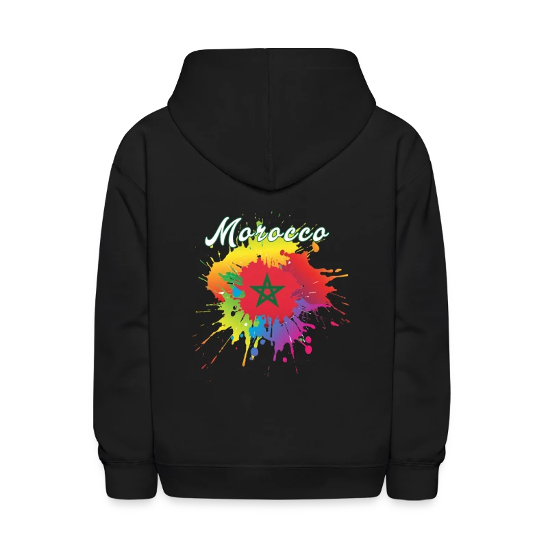 Morocco Flag Gay Pride Colorful Splash Moroccan - Kids' Hoodie