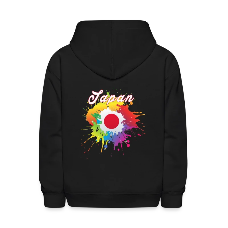 Japan Flag Gay Pride Colorful Splash Japanese Flag - Kids' Hoodie