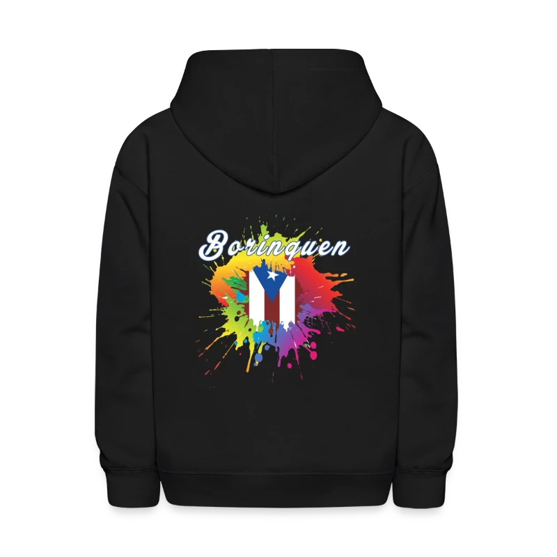 Borinquen Flag Gay Pride Colorful Splash Boricua - Kids' Hoodie