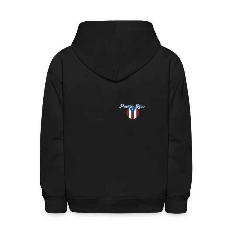 Puerto Rico Flag Rounded Pocket - Kids' Hoodie