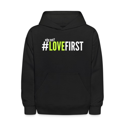 Neon and white lettering Love First tee - Kids' Hoodie