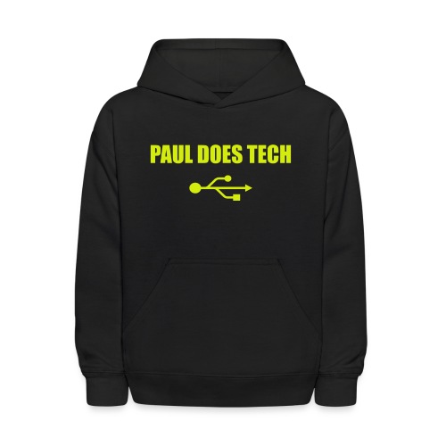 Paul Does Tech Yellow Logo With USB (MERCH) - Kids' Hoodie