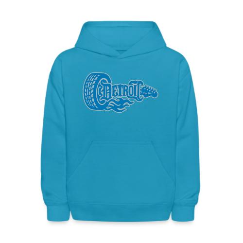The D® - Detroit Wheel Guitar with Flames Bl Slvr - Kids' Hoodie