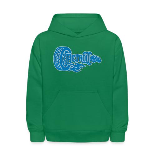 The D® - Detroit Wheel Guitar with Flames Bl Slvr - Kids' Hoodie