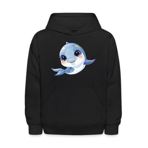 Joyful Blue-White Baby Dolphin - Kids' Hoodie