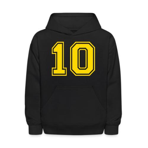 Number 10 in a classic athletic collegiate font - Kids' Hoodie