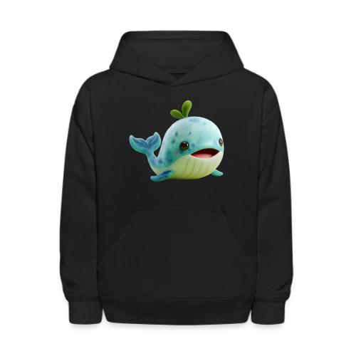 Playful Green-Blue Baby Whale - Kids' Hoodie