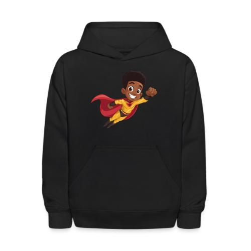 Flying Cartoon Superhero Boy in Red Cape - Kids' Hoodie