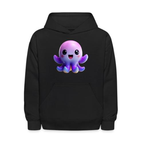 Joyful Cartoon Purple Baby Octopus with Big Smile - Kids' Hoodie