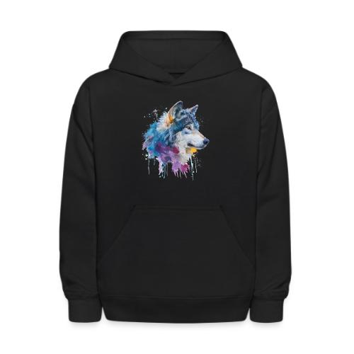 Splash-Art Wolf Head - Kids' Hoodie