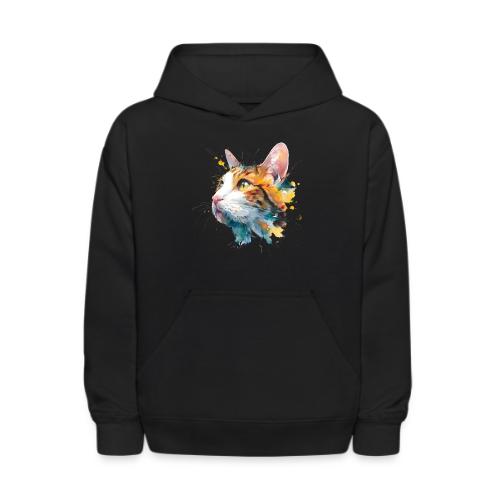 Cat: Feline Ink Burst - Kids' Hoodie