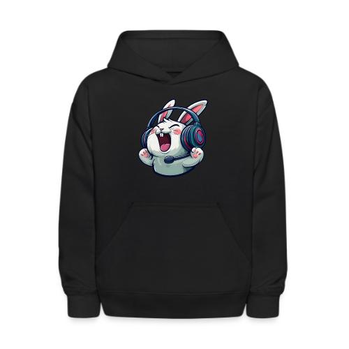 Gamer Bunny Headset Cartoon Design - Kids' Hoodie