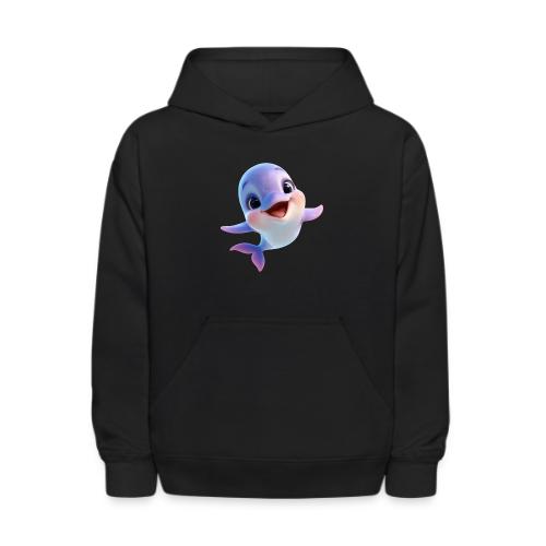 Purple-White Smiling Baby Dolphin - Kids' Hoodie