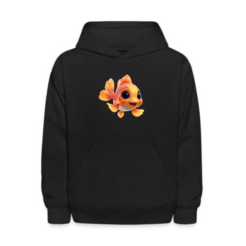 Cheerful 3D Orange Baby Fish - Kids' Hoodie