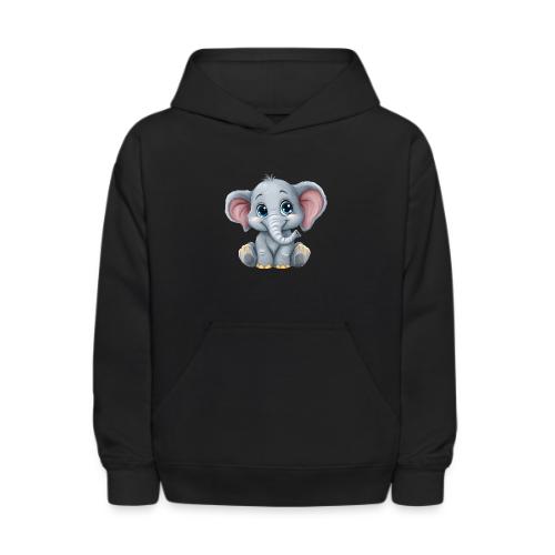 Sweet Cartoon Baby Elephant with Big Eyes - Kids' Hoodie