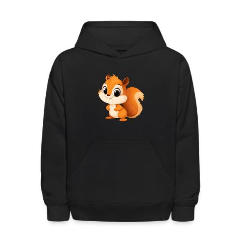 Playful Cartoon Squirrel with Big Innocent Eyes - Kids' Hoodie