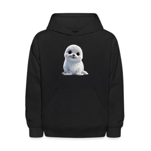 Cute White Cartoon Baby Sea Lion - Kids' Hoodie