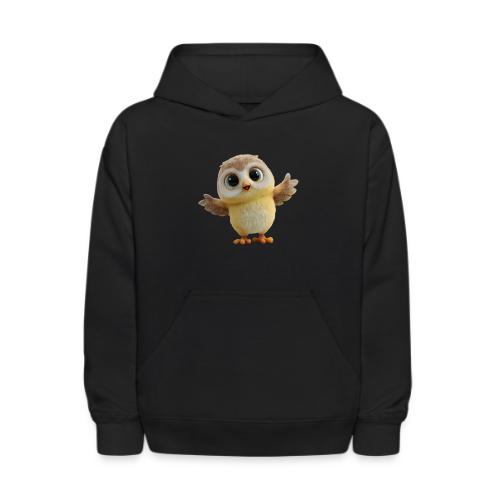 Cute Cartoon Baby Owl with Wings Open - Kids' Hoodie