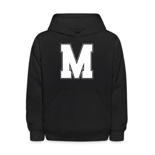 White Letter M – Varsity Alphabet Monogram - Kids' Hoodie