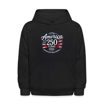 America 250 Years 1776–2026 Patriotic Tshirt Gift - Kids' Hoodie - black - Front