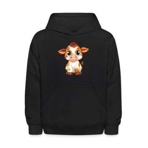 Cute Cartoon Baby Calf with Bright Innocent Eyes - Kids' Hoodie