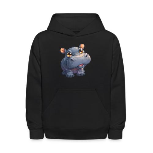 Cute Cartoon Baby Hippo with Big Innocent Eyes - Kids' Hoodie
