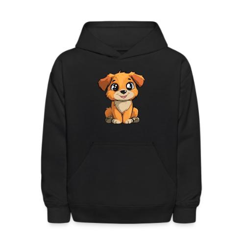 Cute Sitting Puppy Cartoon with Big Eyes - Kids' Hoodie