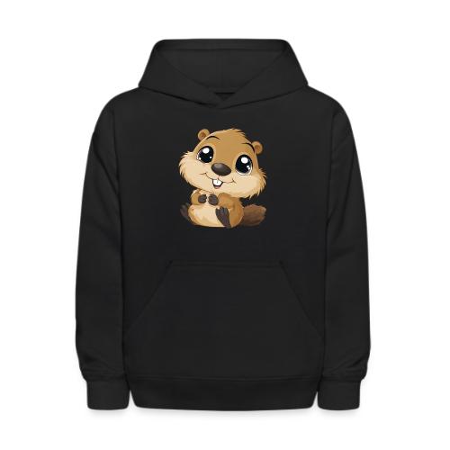 Adorable Cartoon Baby Beaver with Big Eyes - Kids' Hoodie