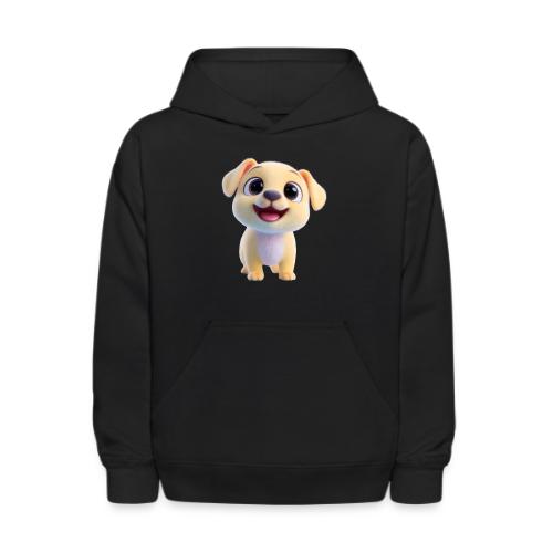 Playful 3D Baby Puppy Looking Up - Kids' Hoodie
