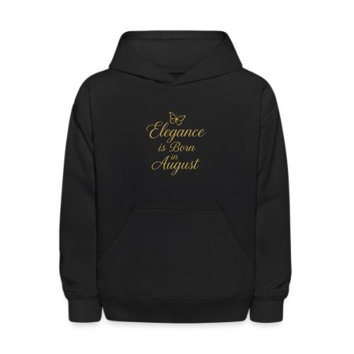 Elegance Is Born in August | Gold Butterfly - Kids' Hoodie
