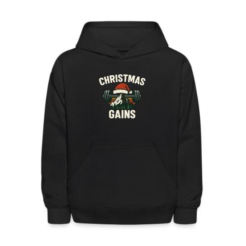 Christmas Gains – Santa Barbell Power - Kids' Hoodie