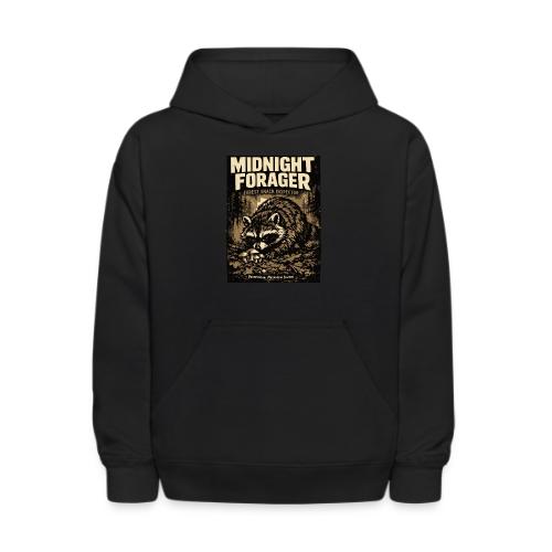 Midnight Forager Raccoon Mushroom Hunter - Kids' Hoodie