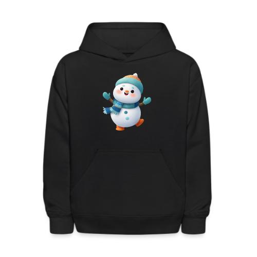 Joyful Cartoon Snowman Arms Up - Kids' Hoodie