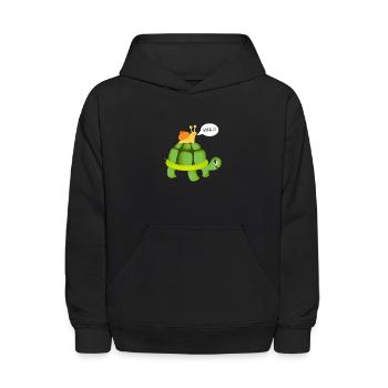 Cute Snail Riding on Turtle Yelling Whee Animals - Kids' Hoodie - black - Front