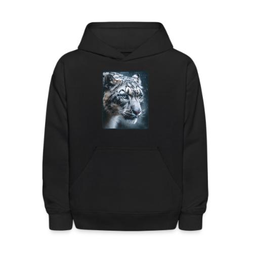Snow Leopard Blue Eyes Design - Kids' Hoodie