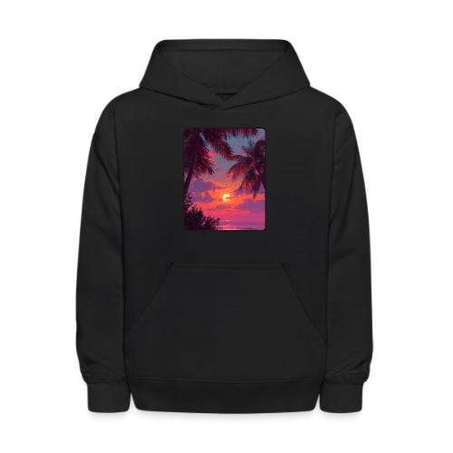Tropical Sunset Palm Silhouette Design - Kids' Hoodie