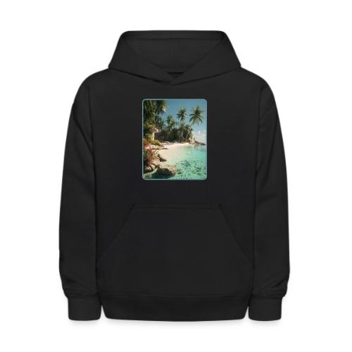 Serene Tropical Beach Floral Design - Kids' Hoodie