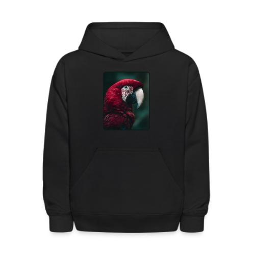 Red Green Macaw Bird Portrait Design - Kids' Hoodie