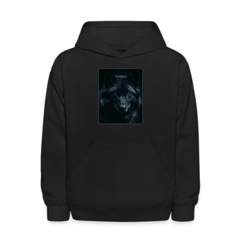 Black Wolf Intense Eyes Portrait Design - Kids' Hoodie