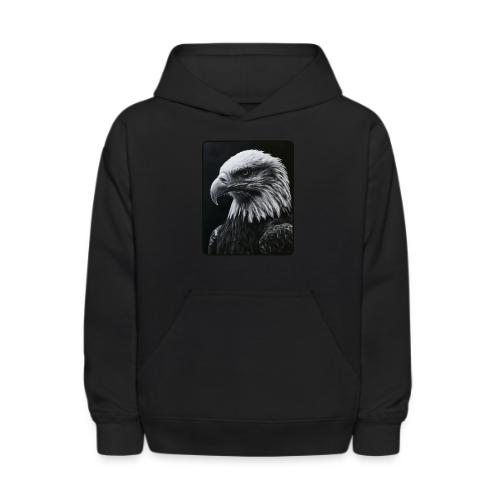 Black White Bald Eagle Design - Kids' Hoodie