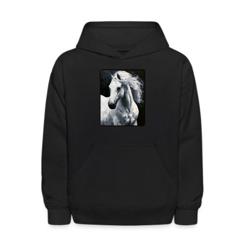 White Horse Oil Painting Design - Kids' Hoodie
