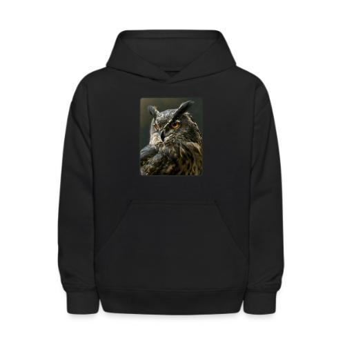 Eurasian Eagle Owl Portrait Design - Kids' Hoodie
